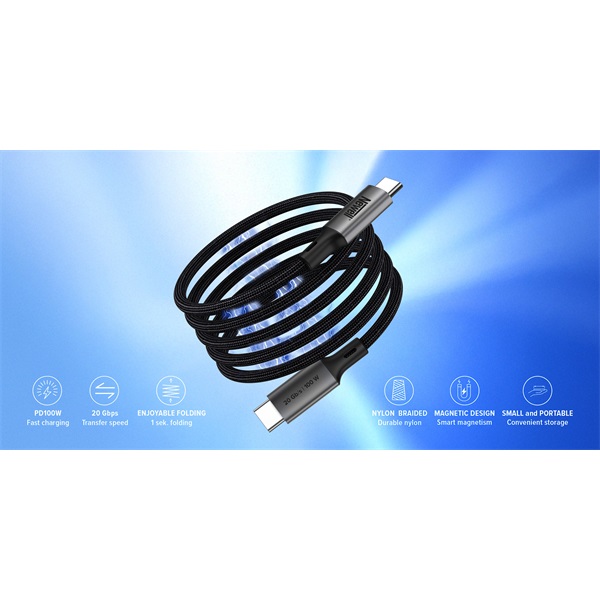 NEWELL USB-C – USB-C 3.2 Gen 2 mágneses gyorstöltő kábel 20 Gbps adatátvitel 100W NEWELL USB-C – USB-C 3.2 Gen 2 mágneses gyorstöltő kábel 20 Gbps adatátvitel 100W