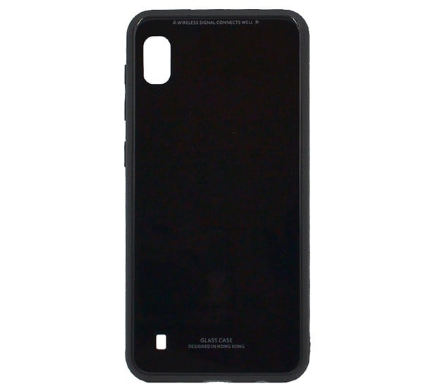 Műanyag telefonvédő (közepesen ütésálló, üveg hátlap) FEKETE [Samsung Galaxy A10 (SM-A105F)]