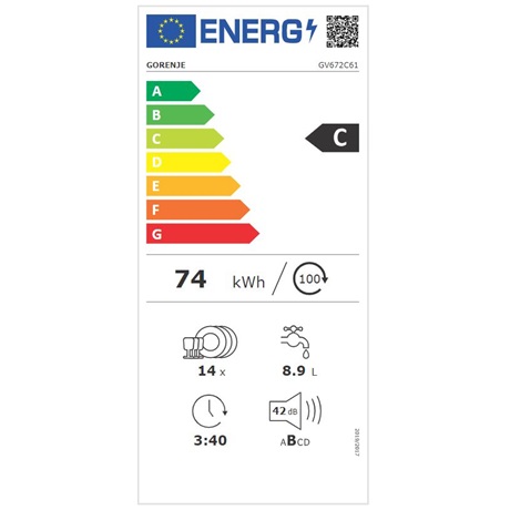 Gorenje GV672C61  14 terítékes beépíthető mosogatógép