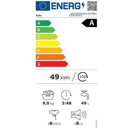 Beko BM3WFSU39413WPBB1 Elöltöltős mosógép