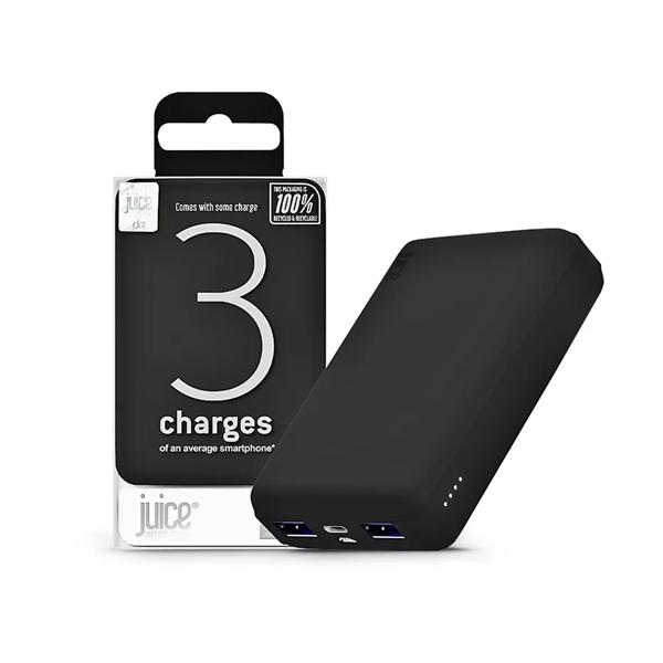JUICE UNIVERZÁLIS HORDOZHATÓ, ASZTALI AKKUMULÁTOR TÖLTŐ - ECO 3 POWER BANK - 2XUSB +TYPE-C - 10.000 MAH - FEKETE JUICE UNIVERZÁLIS HORDOZHATÓ, ASZTALI AKKUMULÁTOR TÖLTŐ - ECO 3 POWER BANK - 2XUSB +TYPE-C - 10.000 MAH - FEKETE