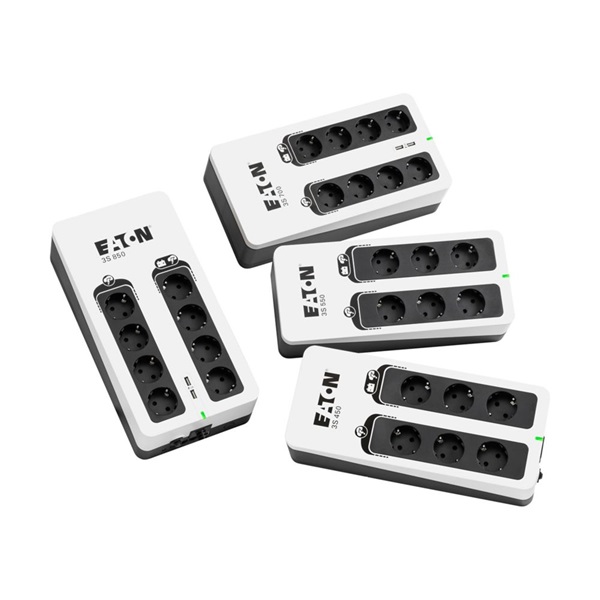 EATON UPS 3S Gen2 UPS DIN, 850VA, 510W, Input: Schuko, Outputs: 8x Schuko, szünetmentes tápegység, USB