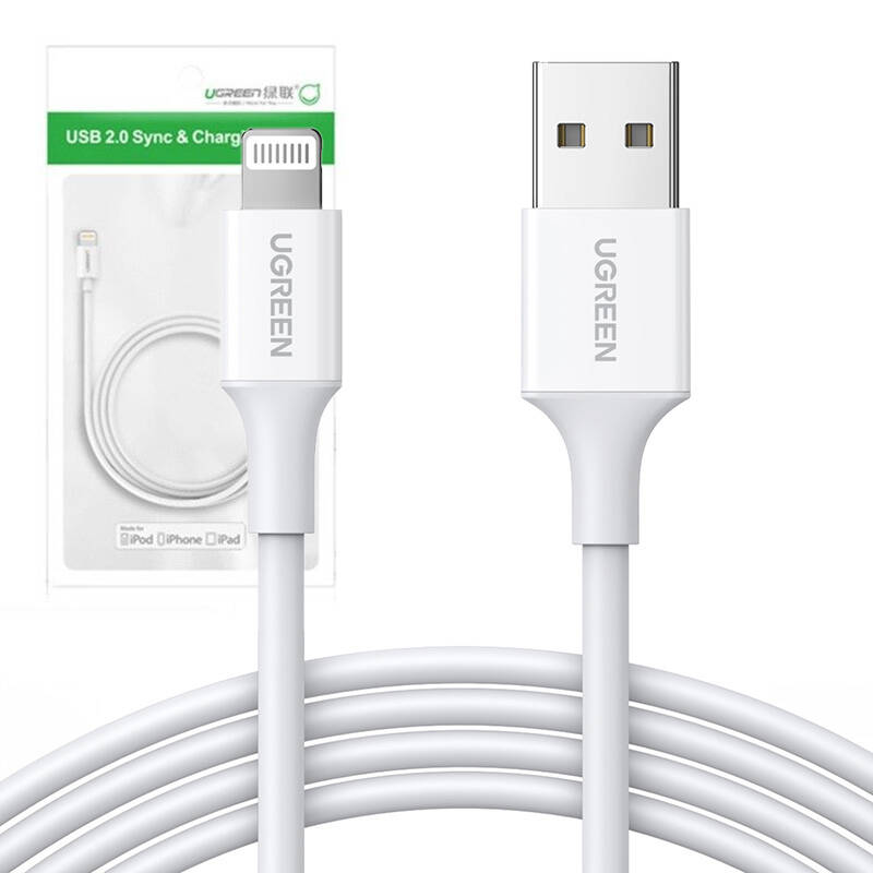 UGREEN Nikkelezett Lightning Kábel, MFi,1m (fehér) UGREEN Nikkelezett Lightning Kábel, MFi,1m (fehér)