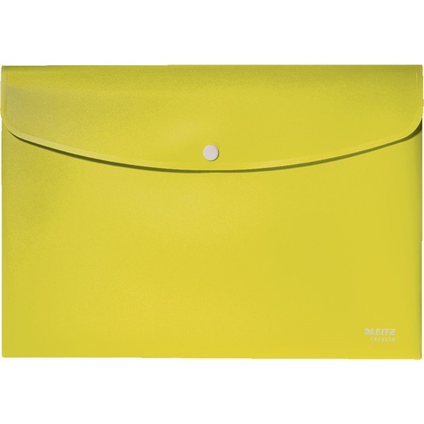 Irattartó tasak, A4, PP, patentos, LEITZ "Recycle", sárga