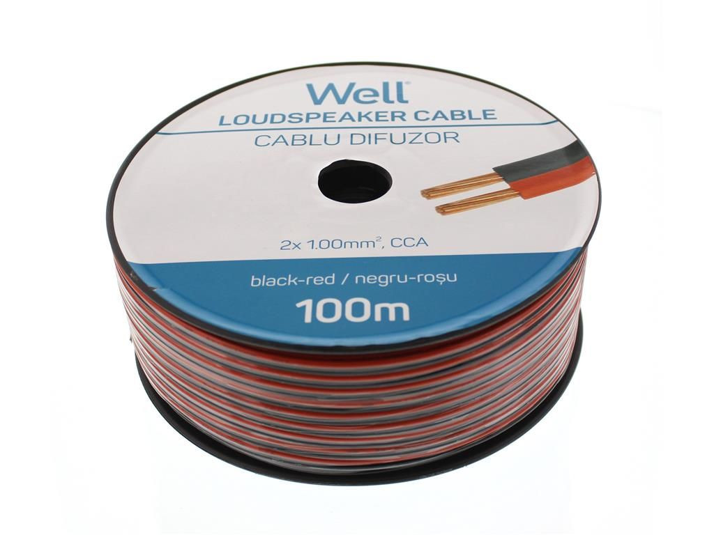Well LSP-CCA1.00BR-100-WL Hangszóró kábel fekete / piros 2x1mm2 (LSP-CCA1-00BR-100-WL)