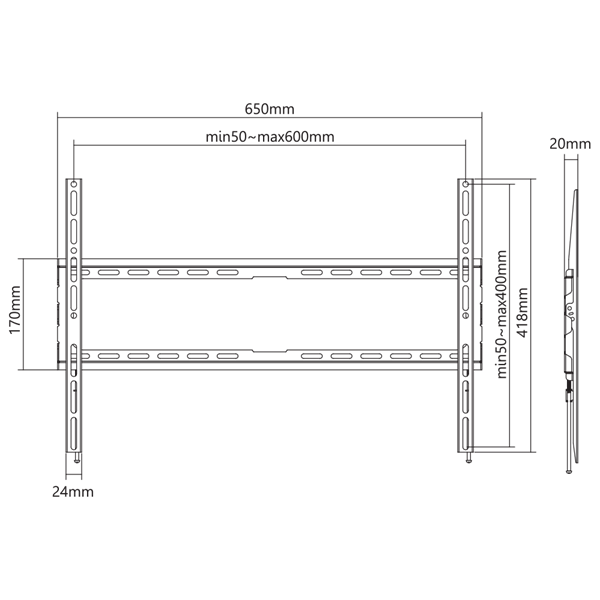 Sbox PLB-2264F-2 37"-80" fix fali TV konzol Sbox PLB-2264F-2 37"-80" fix fali TV konzol