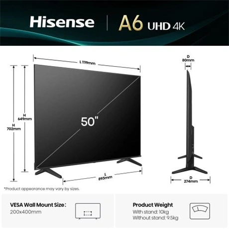 Hisense 50" 50A6Q 4K UHD Smart LED TV