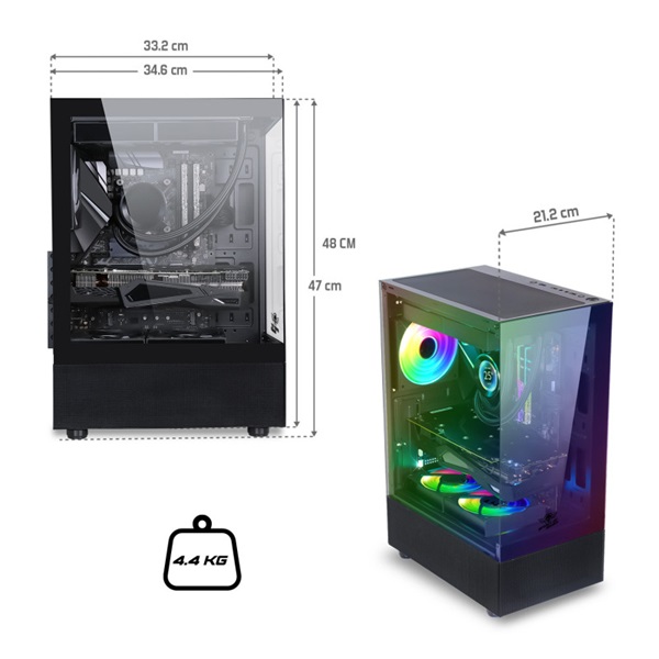 Spirit of Gamer SPECTRA Black  fekete ablakos  3x12cm ventilátor  ATX Számítógépház  