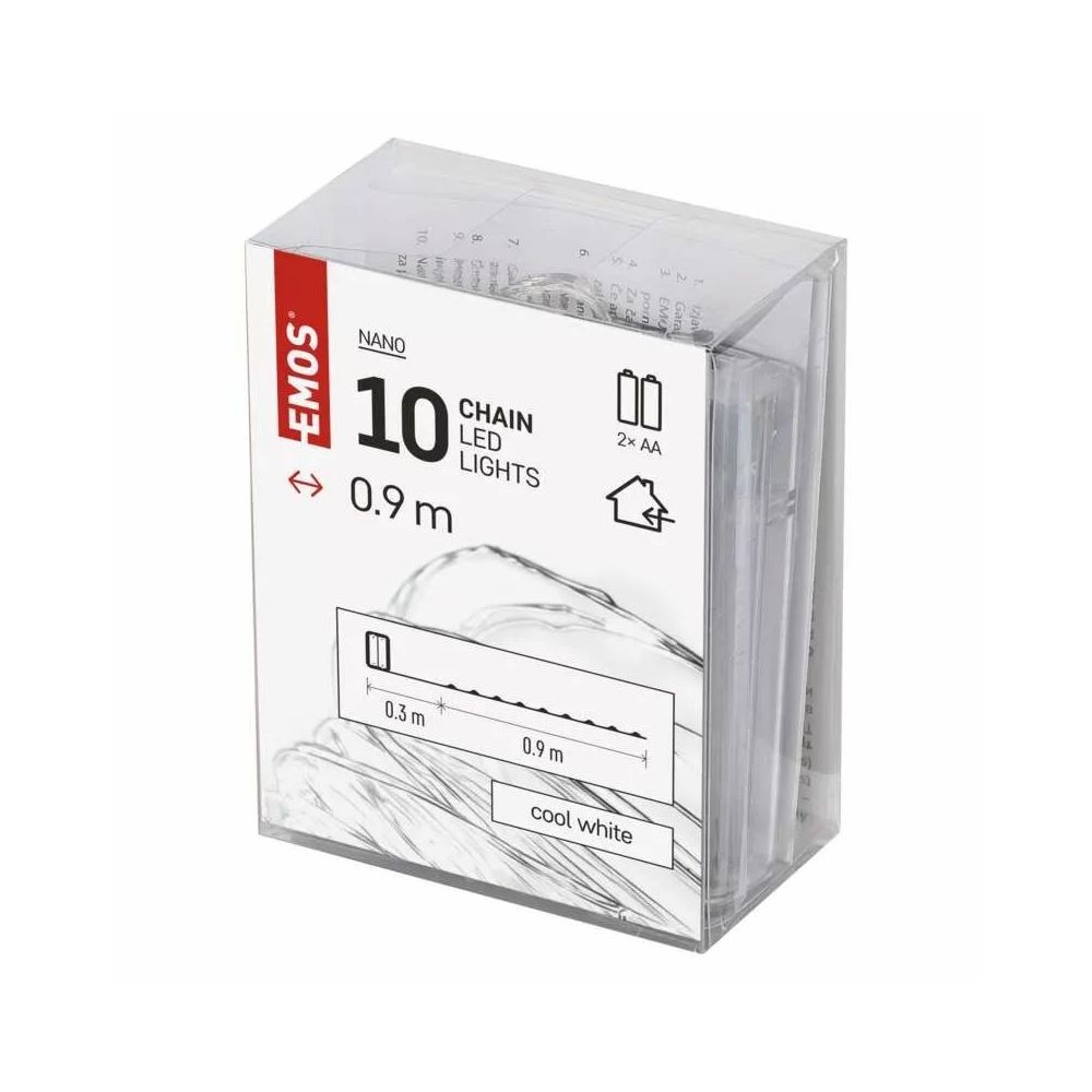 EMOS LED karácsonyi nano fényfüzér 0.9m beltéri időzítős 2xAA ezüst kábel hidegfehér (D3AC06) EMOS LED karácsonyi nano fényfüzér 0.9m beltéri időzítős 2xAA ezüst kábel hidegfehér (D3AC06)