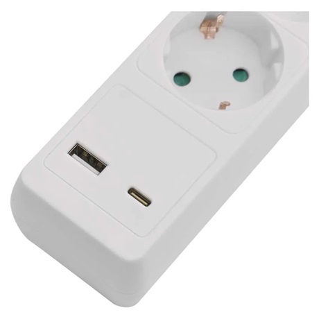 Emos P1523CU 3m / 5 aljzat USB A + C / 1,5 MM2 Hosszabbító  