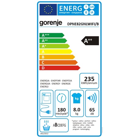 Gorenje DPNE82GNLWIFI/B Hőszivattyús szárítógép