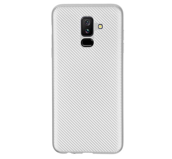 Szilikon telefonvédő (karbon minta) EZÜST [Samsung Galaxy A6+ (2018) SM-A605F]