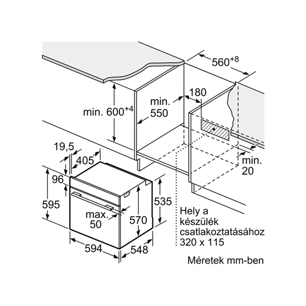 Bosch HBG578EB3 Sütőtér: 71L Beépíthető sütő Fekete