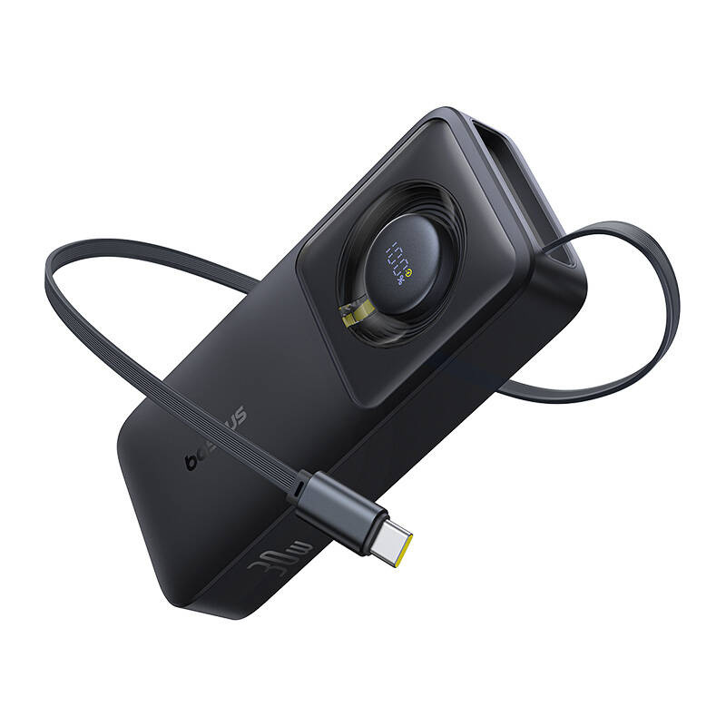 Baseus Free2Pull kábellel 10000mAh 30W powerbank Fekete 