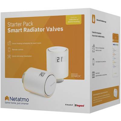 Vezeték nélküli radiátor termosztát, fűtésvezérlő készlet Android és Apple iOS készülékekhez 5 - 30 °C Netatmo NVP01-DE