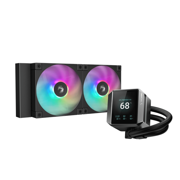 DeepCool MYSTIQUE 240 ARGB  2x12cm  LED kijelző CPU Water Cooler Fekete  