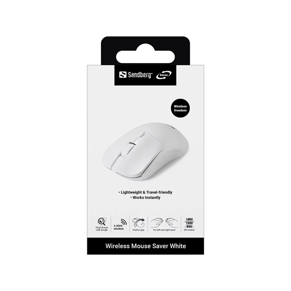 SANDBERG Wireless Mouse Egér  Fehér