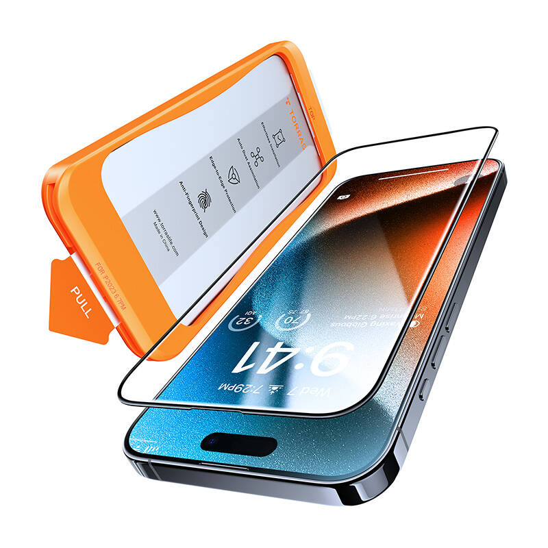 Edzett üveg iPhone 15 Torras InstaII Master iPhone 15-hez