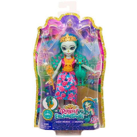 Mattel Enchantimals: Queen Paradise nagyméretű baba és Rainbow kisállat (GYJ11GYJ14)