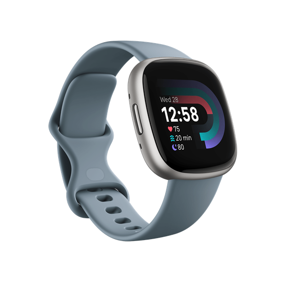 FITBIT Versa 4 okosóra (Waterfall Blue / Platinum Aluminium)