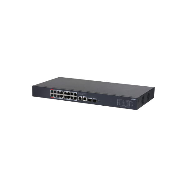 Dahua   CS4220-16GT-240  Cloud menedzsment 16x 1Gbps at/af PoE  2x 1Gbps 2x 1Gbps SFP 240W Mendzselhető PoE switch