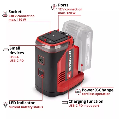 Einhell TE-ES 18/150/1 Li-C-Solo akkumulátoros energiaállomás