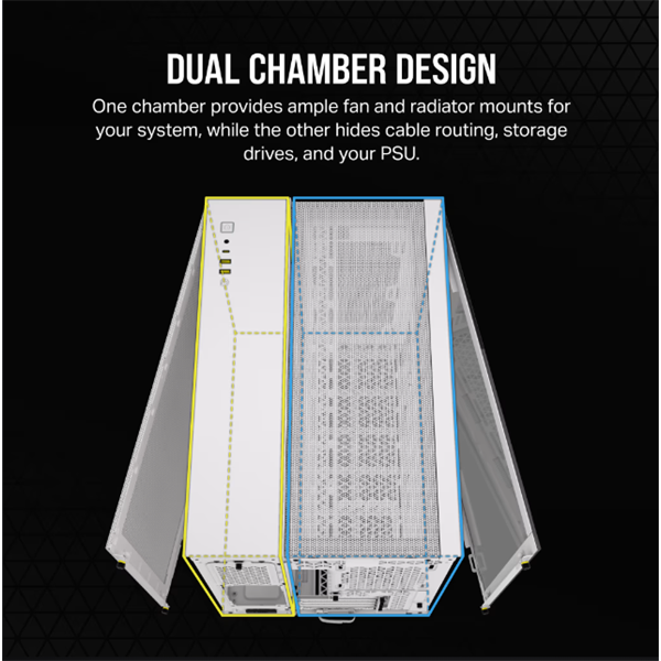 CORSAIR 2500D Airflow Tempered Glass Mid-Tower számítógépház Fehér