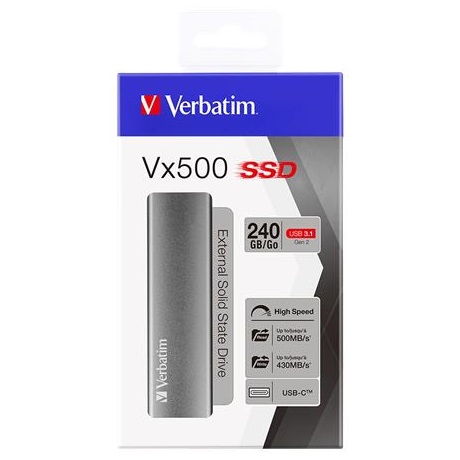 Verbatim  Vx500 Space Grey 256GB USB 3.2/USB Type-C SSD