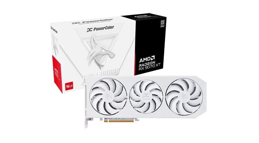 PowerColor Radeon RX 9070 XT 16GB Hellhound Spectral White videokártya (RX9070XT 16G-L/OC/WHITE)