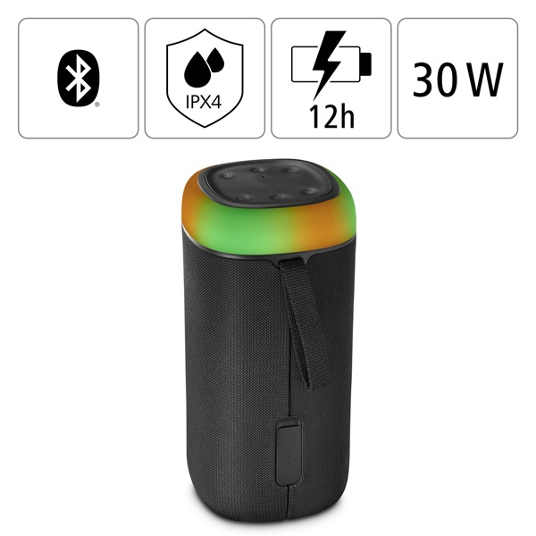 Hama 188228 "SHINE 2.0", 30W, RGB LED, fekete bluetooth hangszóró Hama 188228 "SHINE 2.0", 30W, RGB LED, fekete bluetooth hangszóró