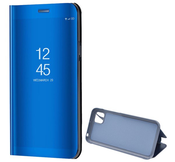 Tok álló (aktív FLIP, oldalra nyíló, asztali tartó funkció, tükrös felület, Mirror View Case) KÉK [Honor 9S]