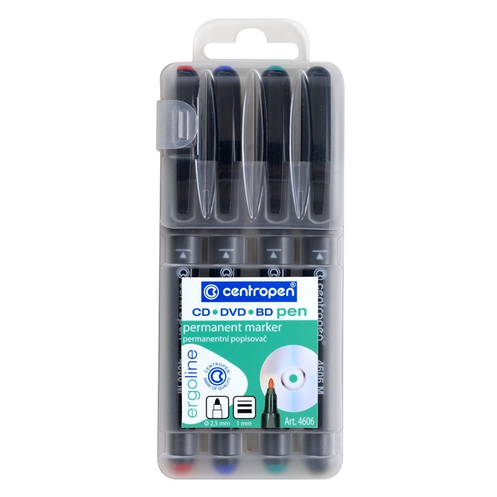 Centropen Alkoholos marker 1mm, CD/DVD Liner M  4606 4-es klt (646060401)