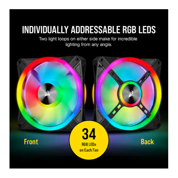 CORSAIR Rendszerhűtő Ventilátor, iCUE QL140 RGB, 14cm, fekete