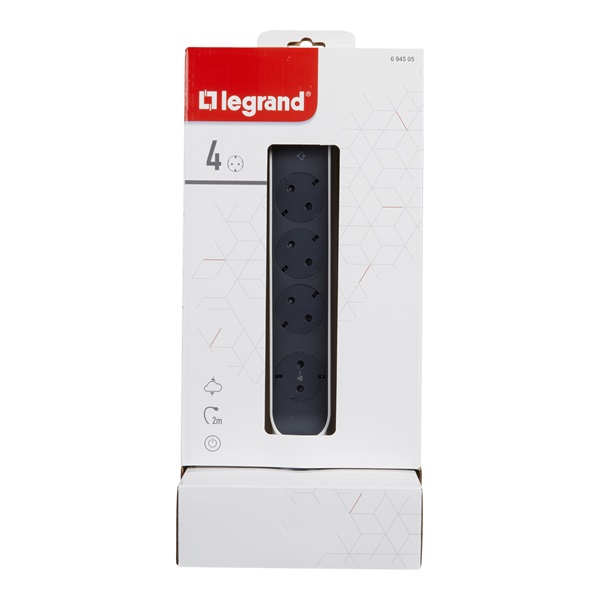 LEGRAND 4x2P+F túlfeszültség-védelemmel 2 m Elosztótorony fehér/fekete LEGRAND 4x2P+F túlfeszültség-védelemmel 2 m Elosztótorony fehér/fekete