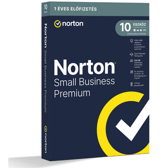 SW Norton Small Business Premium 2.0 - 21463599 - 500GB HU 1 felhasználó 10 eszköz 1 év  dobozos