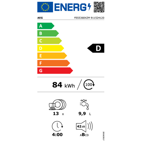 Aeg FES5368XZM  13 terítékes beépíthető mosogatógép