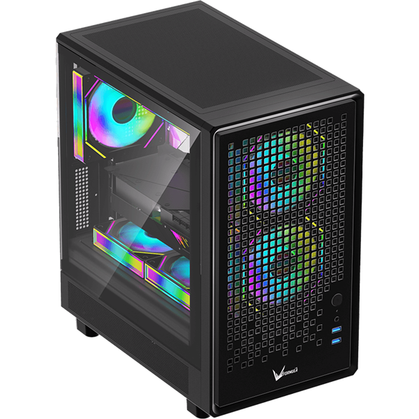 Formula Számítógépház - Air Mesh G2 Black (fekete, ablakos, 3x12cm venti, mATX, 2xUSB3.0)