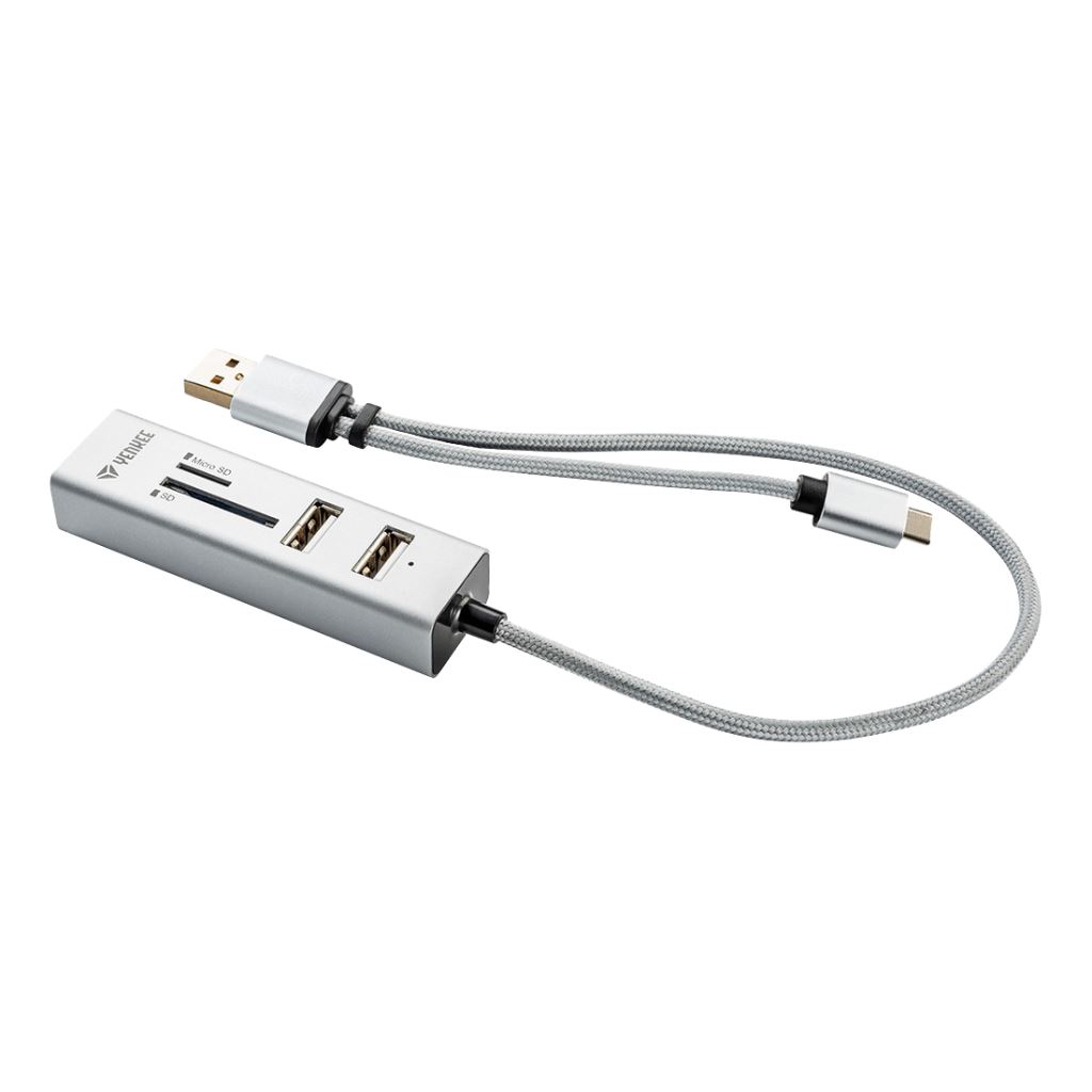 Yenkee YHC 103SR USB 2.0 és USB-C OTG elosztó és kártyaolvasó Yenkee YHC 103SR USB 2.0 és USB-C OTG elosztó és kártyaolvasó