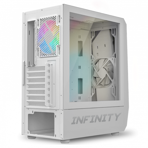 Spirit of Gamer Számítógépház - INFINITY White (fekete, ablakos, 8x12cm ventilátor, alsó táp,  ATX, 1xUSB3.0, 2xUSB2.0)