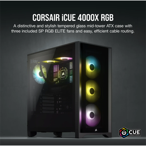 CORSAIR iCUE 4000X RGB számítógépház Fekete