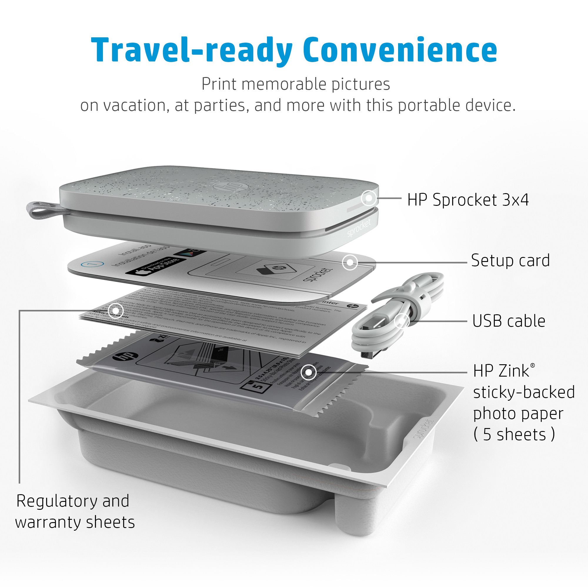 HP Sprocket 3x4 hordozható fotónyomtató