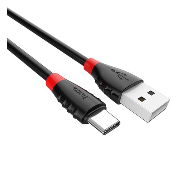 HOCO X27 adatátvitel adatkábel és töltő (USB - Type-C, gyorstöltés támogatás, 120cm, törésgátló) FEKETE (X27_TYPE-C_1.2M_B)