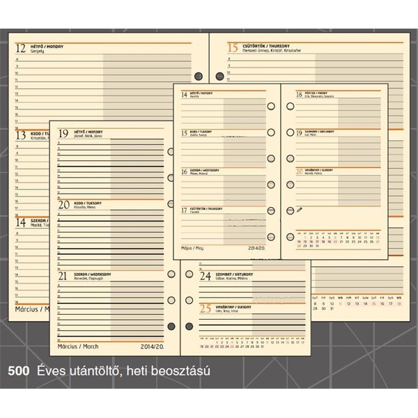 Realsystem 3/500 éves heti beosztású gyűrűs naptár kiegészítő