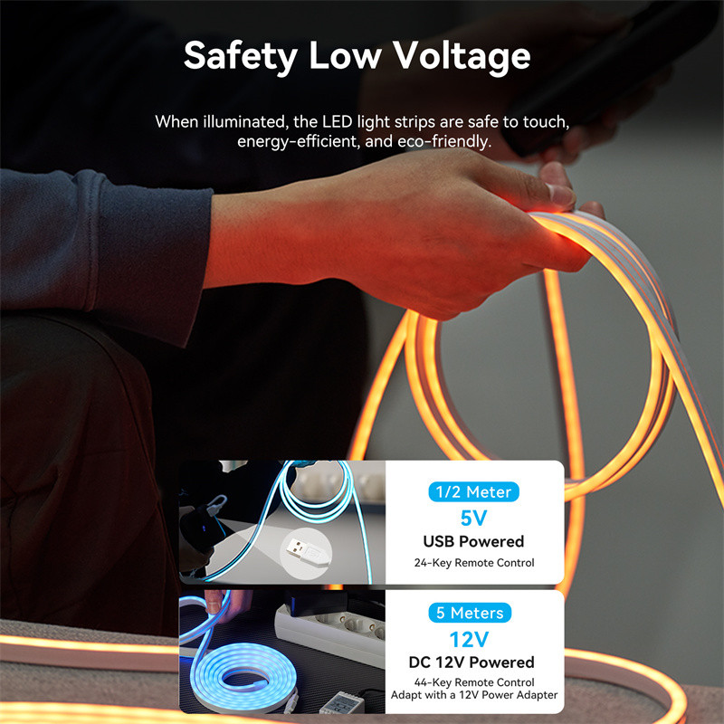 Vention Silicone Neon LED Strip Lights with IR Remote and DC 12V Power Supply