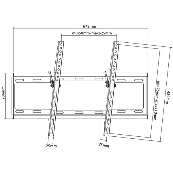 Sbox PLB-3446T 37"-70" VESA 600x400 dönthető fali konzol Sbox PLB-3446T 37"-70" VESA 600x400 dönthető fali konzol