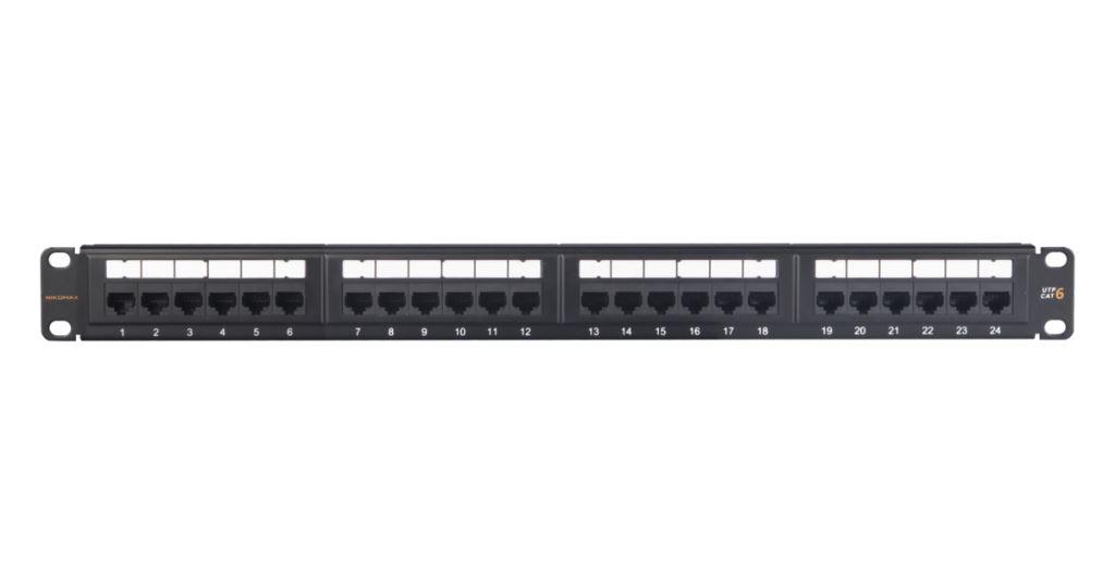 Nikomax UTP patch panel cat.6 24 port 19" 1U (NMC-RP24UE2-ES-1U-BK) Nikomax UTP patch panel cat.6 24 port 19" 1U (NMC-RP24UE2-ES-1U-BK)