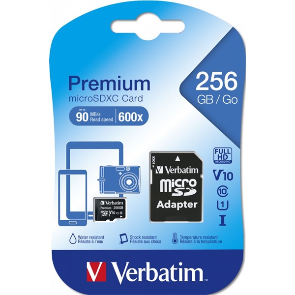 Verbatim 44087 SDXC 256GB U1 Class 10 micro memóriakártya Verbatim 44087 SDXC 256GB U1 Class 10 micro memóriakártya