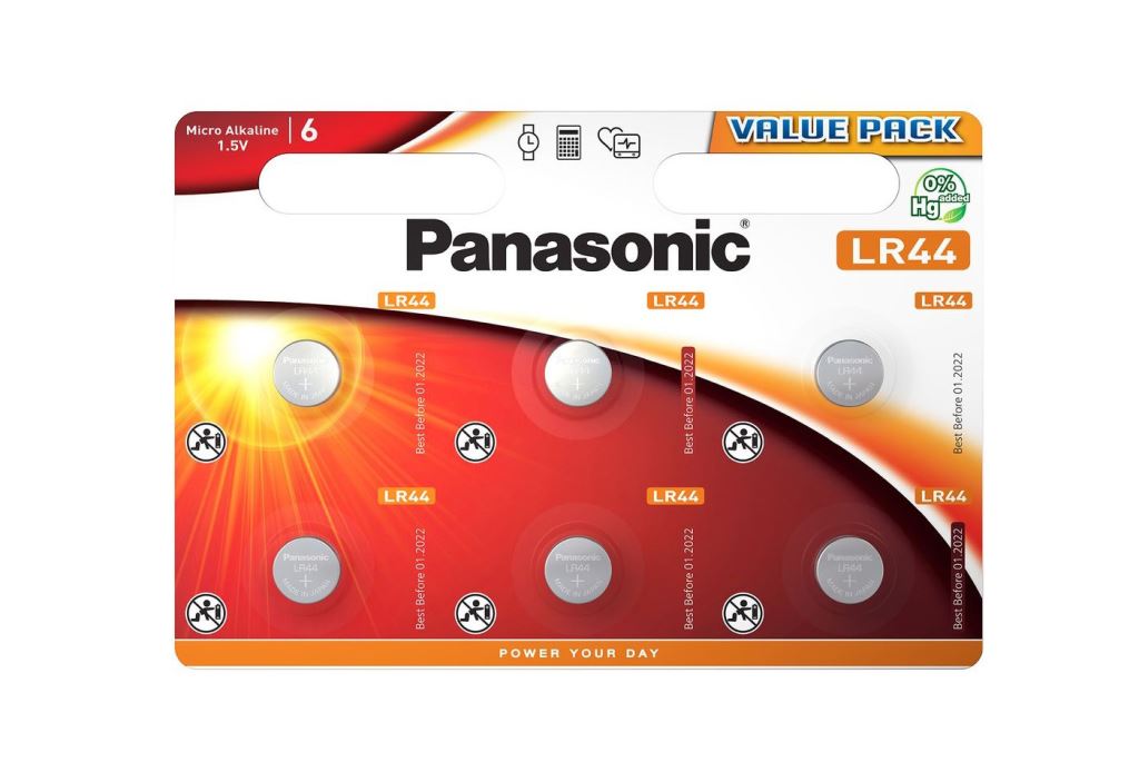 Panasonic Alkáli-mangán LR44 gombelem (6db/csomag) (LR-44EL/6BP)