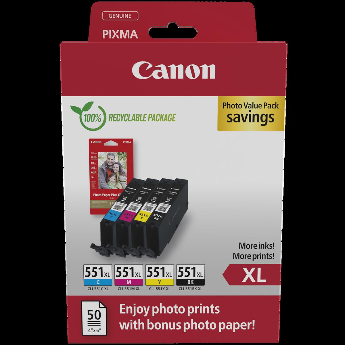 Canon CLI-551XL C/M/Y/Bk Tintapatron Multipack Eredeti