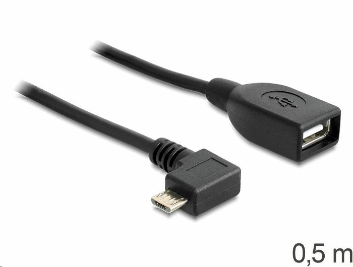 Delock 83271 USB micro-B apa > USB 2.0-A anya OTG forgatott kábel 0.5 m